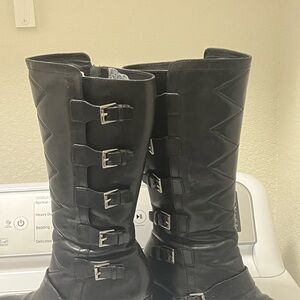 Ralph Lauren Black Buckle Heeled Boots